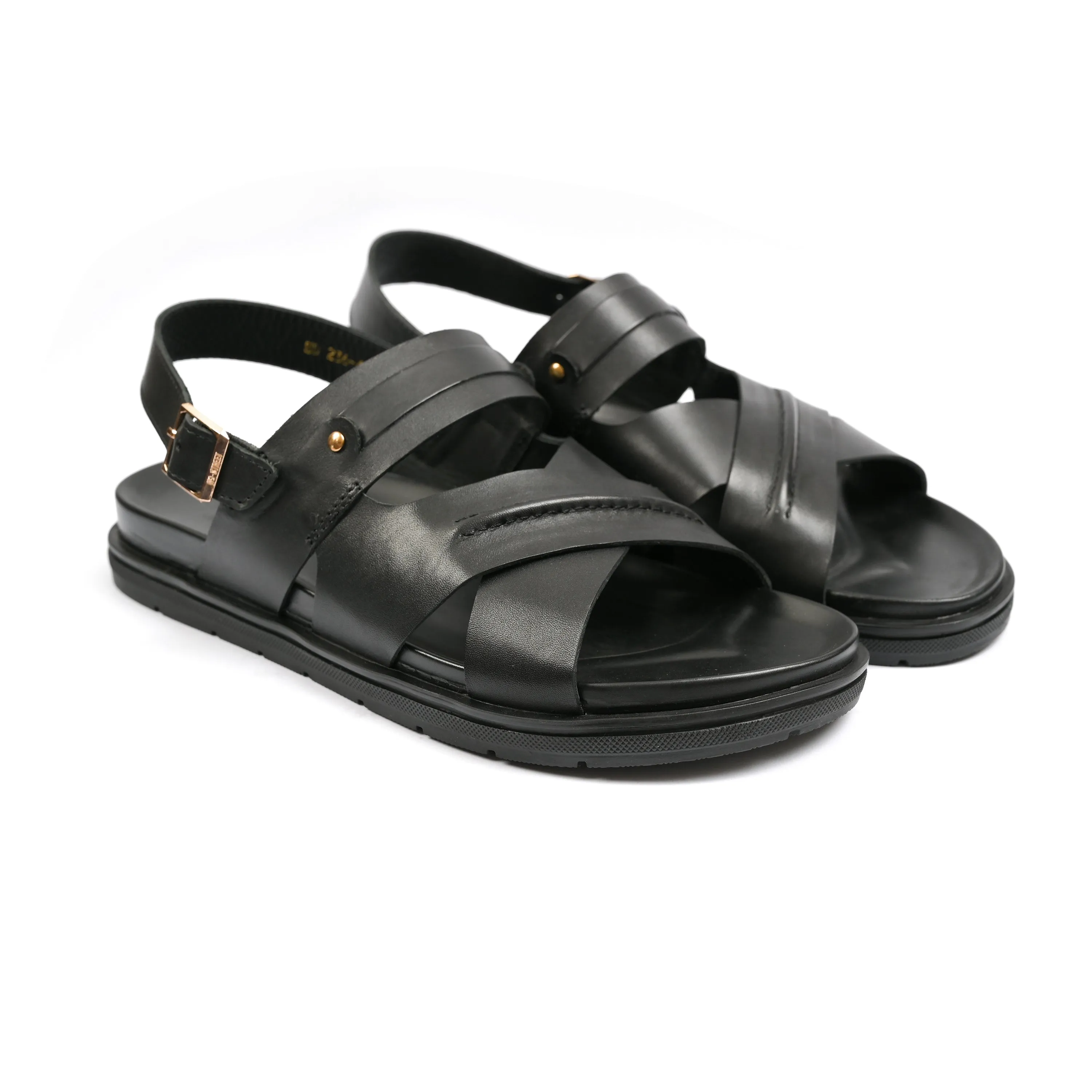 BLACK ANILINE LEATHER SANDAL