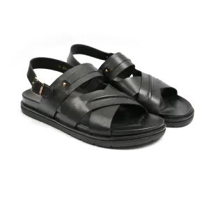 BLACK ANILINE LEATHER SANDAL