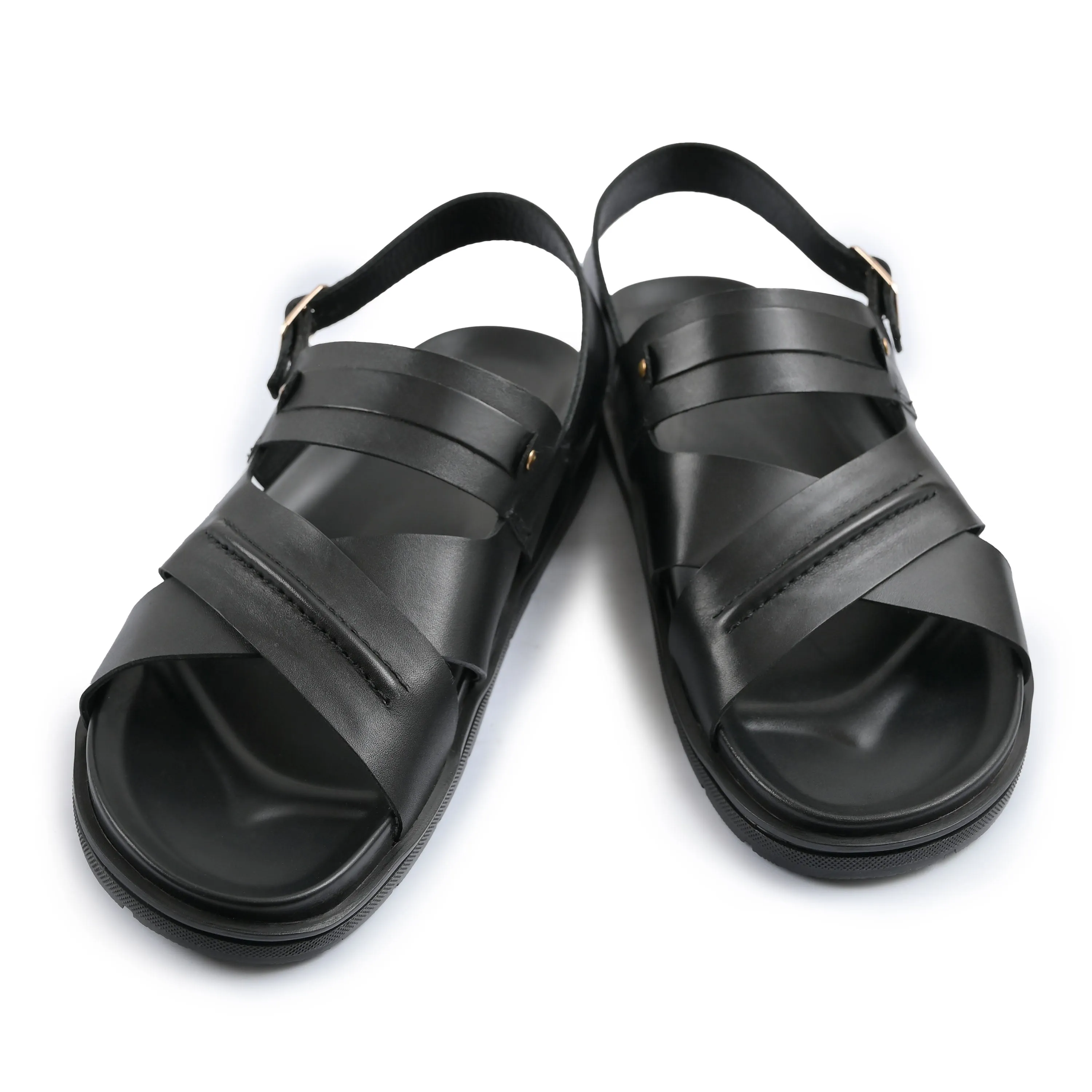 BLACK ANILINE LEATHER SANDAL