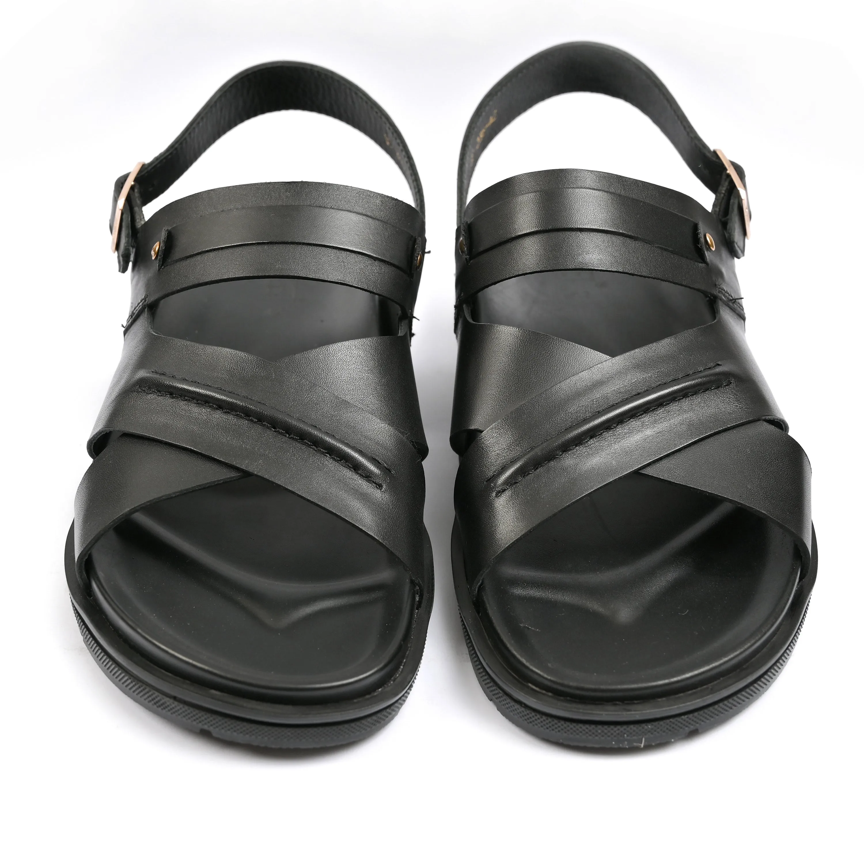 BLACK ANILINE LEATHER SANDAL