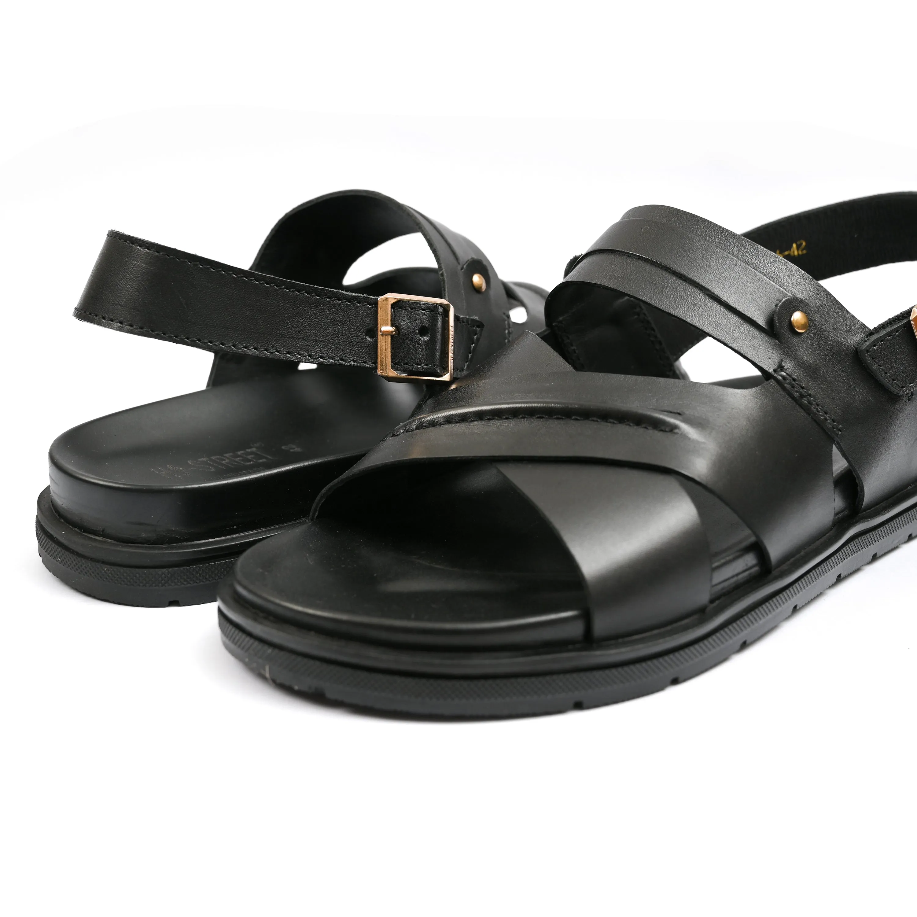 BLACK ANILINE LEATHER SANDAL