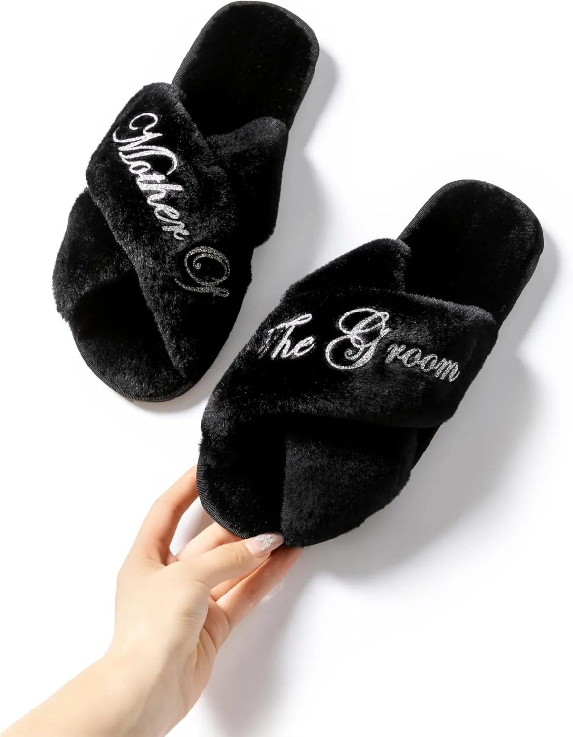 Bridal Slipper - Bridesmaid & Bachelorette Gifts - Silver Glitter Print