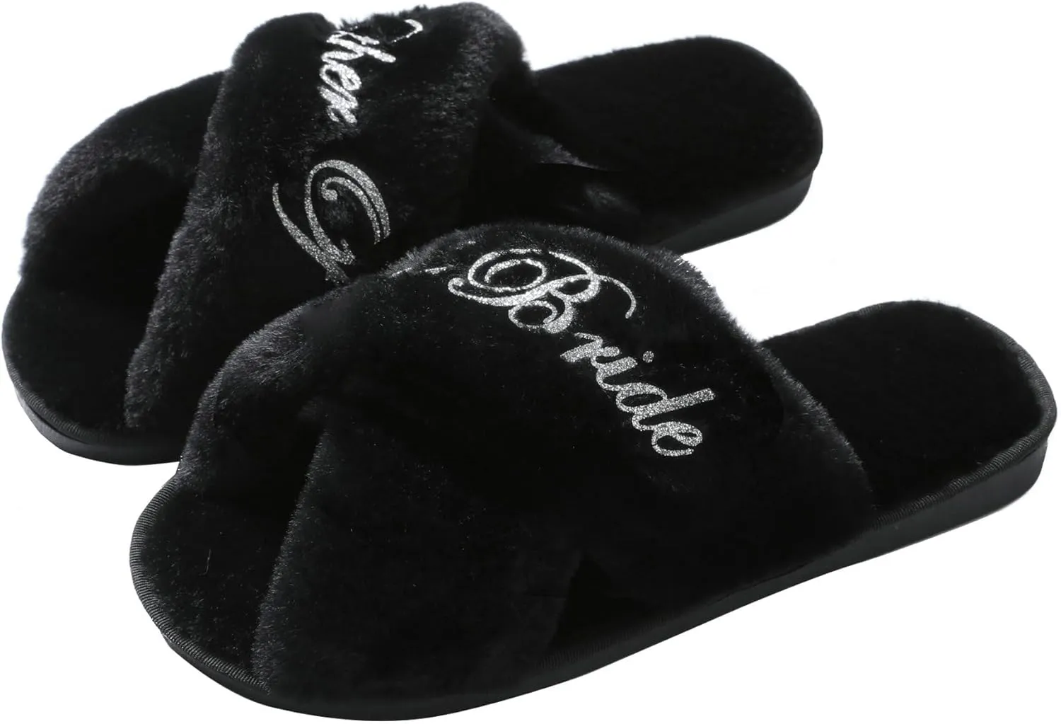 Bridal Slipper - Bridesmaid & Bachelorette Gifts - Silver Glitter Print