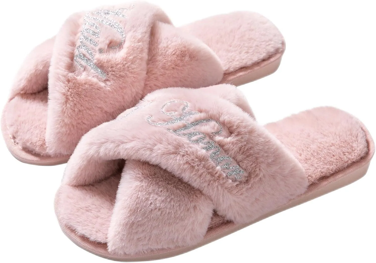 Bridal Slipper - Bridesmaid & Bachelorette Gifts - Silver Glitter Print