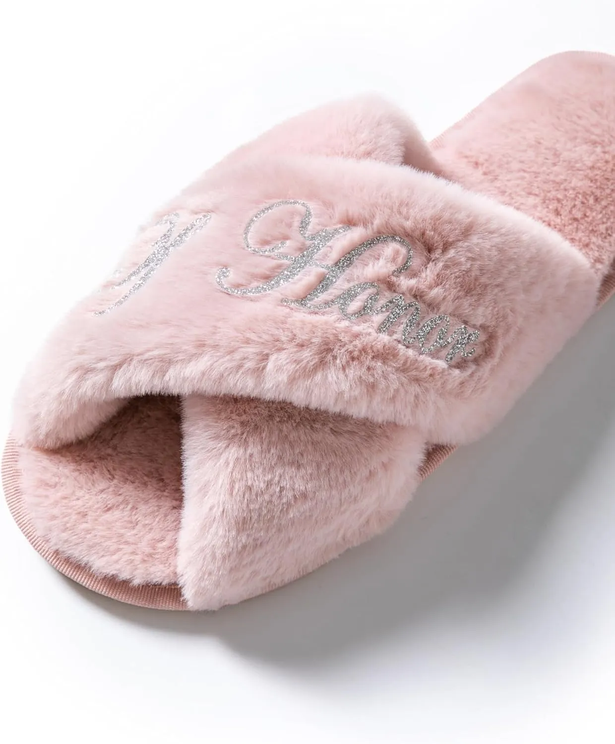 Bridal Slipper - Bridesmaid & Bachelorette Gifts - Silver Glitter Print