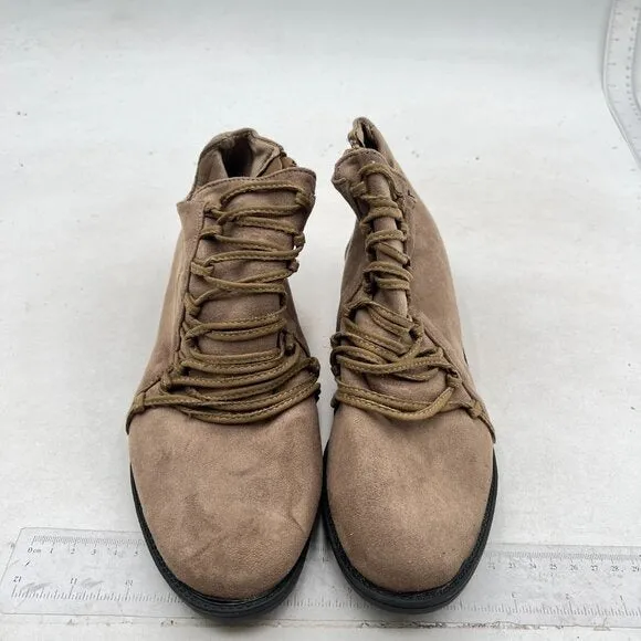 Brown Women's Lace Up Ankle Boots Comfortable Lightweight Walking Shoes