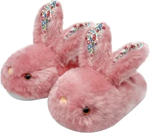 Bunny Slippers for Women Cute Plush Rabbit Fuzzy Slippers, Soft Fluffy Animal Winter Warm Indoor House Slippers Shoes