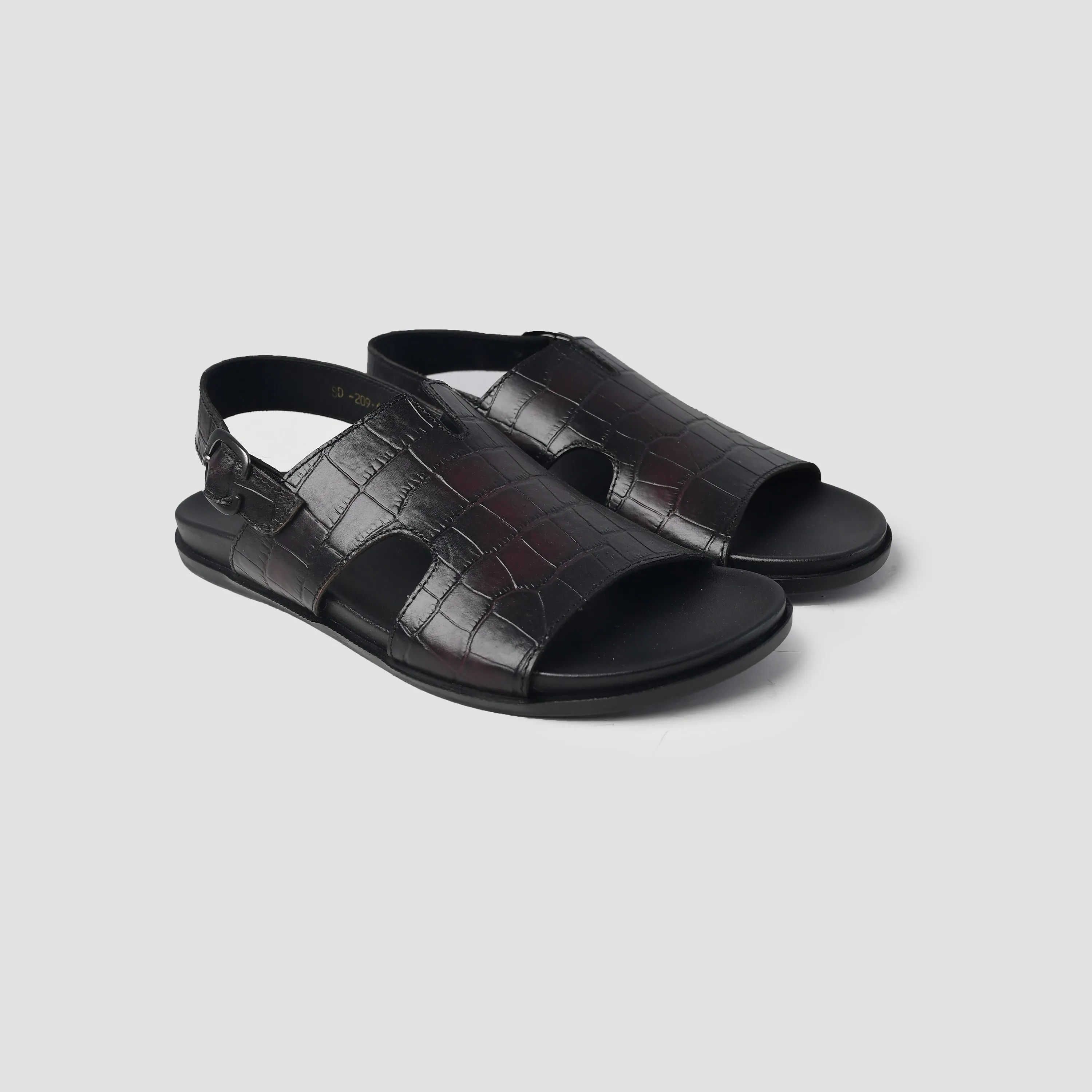 BURNISHED MAROON LEATHER SANDAL