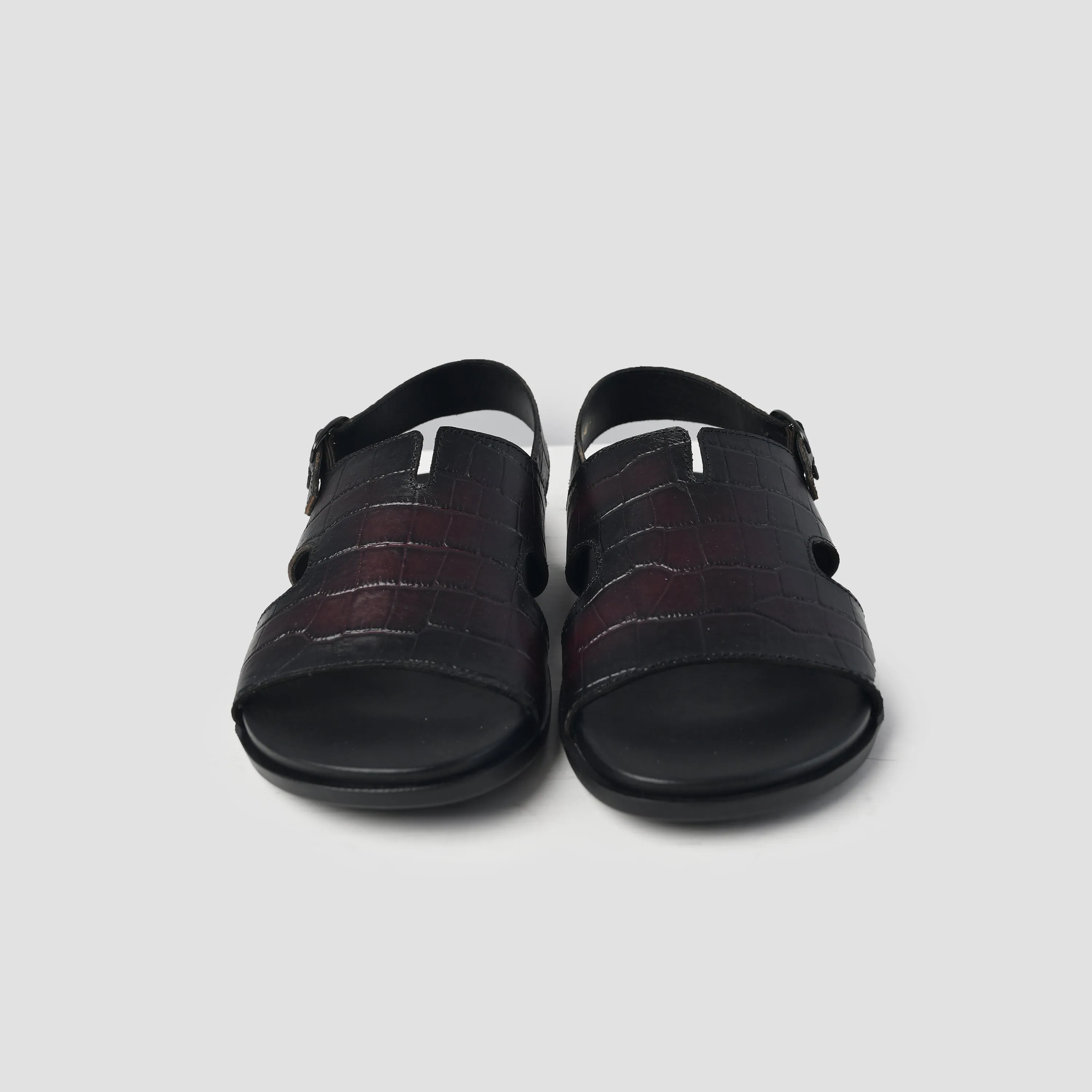 BURNISHED MAROON LEATHER SANDAL
