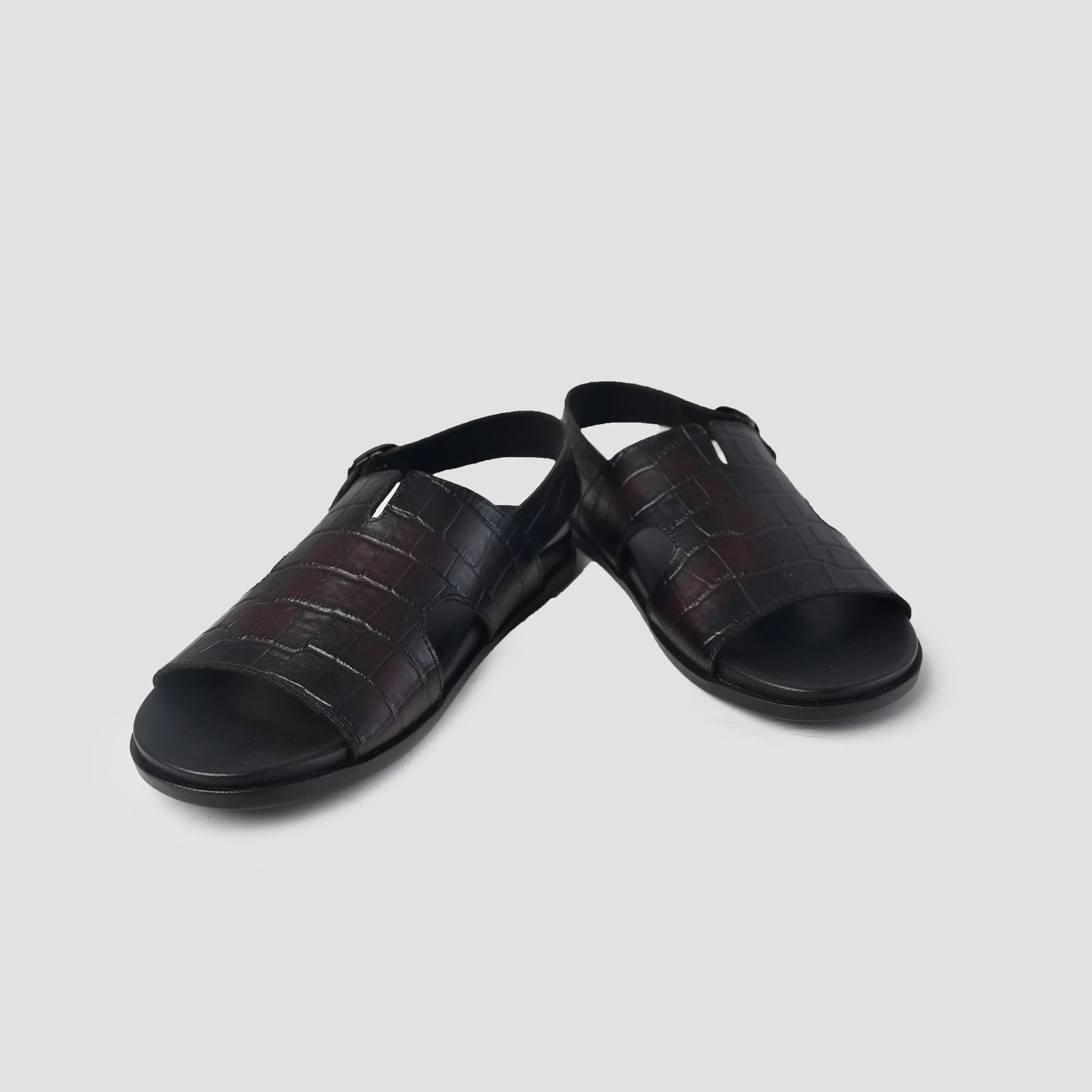BURNISHED MAROON LEATHER SANDAL