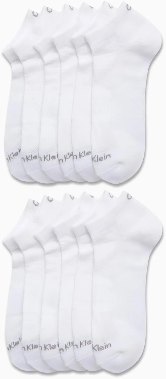 Calvin Klein Men's Liner Socks - 12 Pack Cushioned Non-Slip No Show Sneaker Loafer Socks - Ultra Low Cut Socks for Men (7-12)