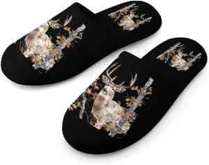 Camouflage Deer Hunting Flannel Slipper for Women House Warm Shoes Slip On Memory Foam for Indoor Outdoor