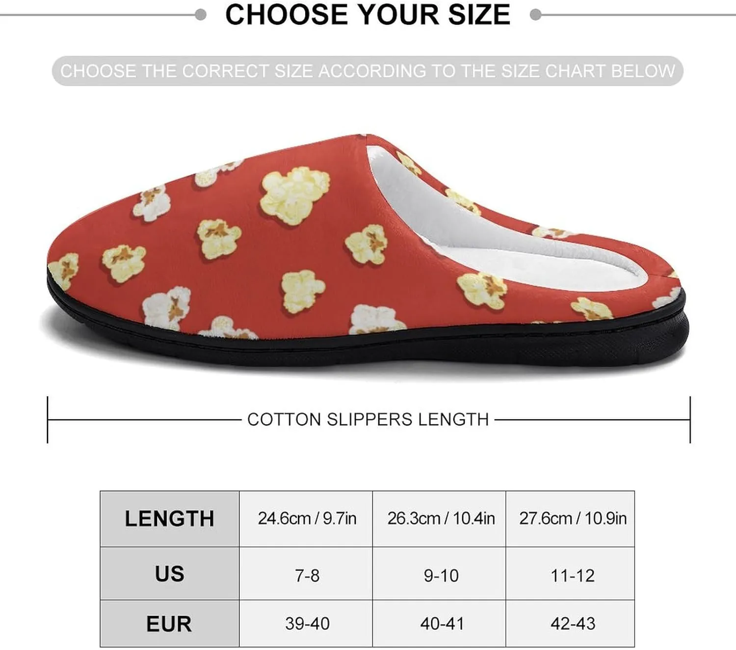 Caramel Popcorn Pattern Slippers for Women Girls Warm Plush Indoor Outdoor Shoes Non Slip