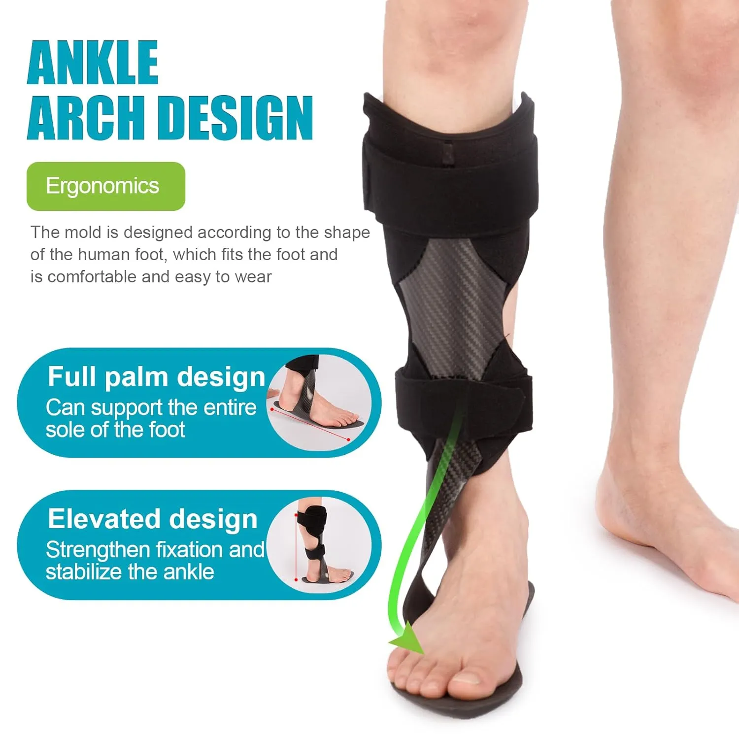 Carbon Fiber AFO Brace Lightweight Ankle Foot Orthosis Foot Drop Brace AFO Rehabilitator for Drop Foot, Stroke, Hemiplegia (M-Left (Carbon Fiber))