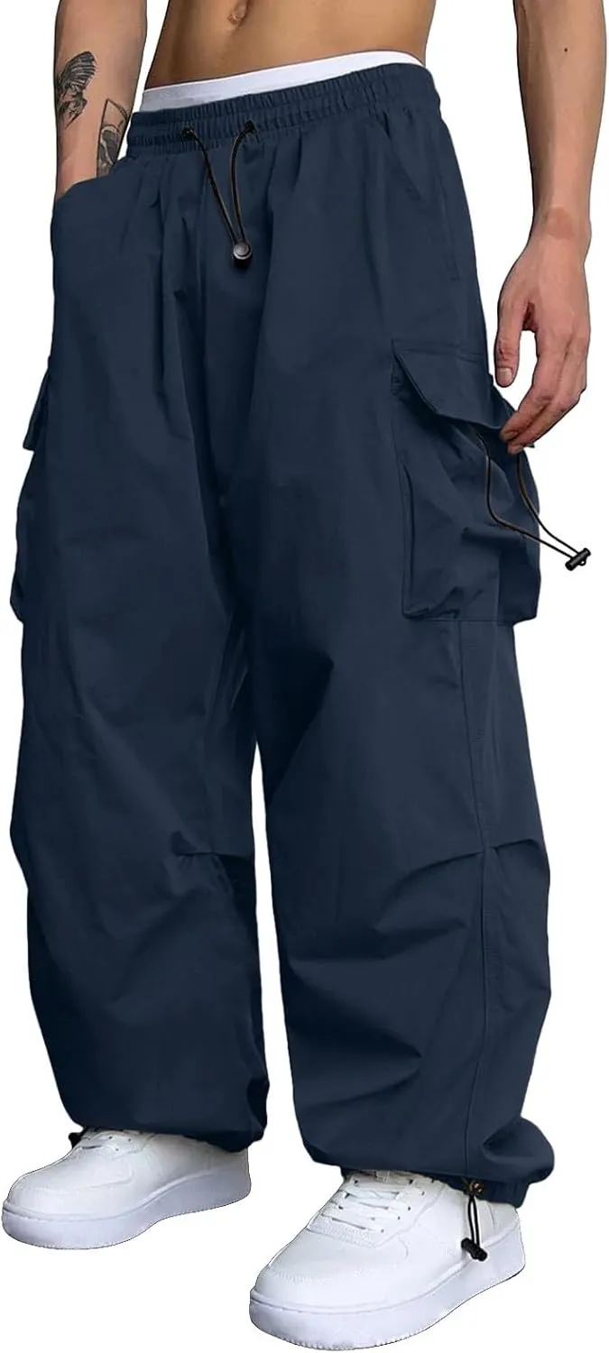 Cargo Pant for Men Casual Work Pant Drawstring Elastic Waist Cotton Stretch Sweatpants with Pockets