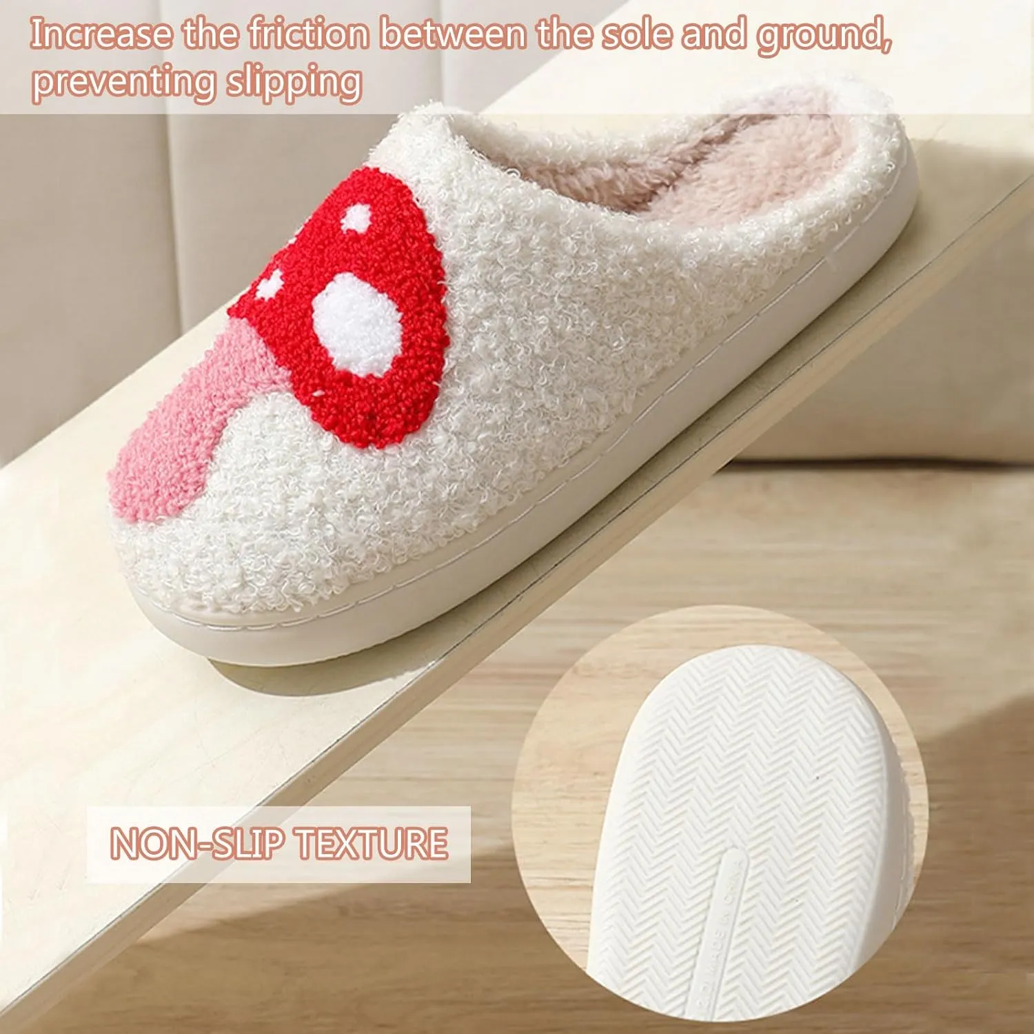 Cartoon Slippers for Womens Mens Cute Cozy Plush Warm Slip-on House Shoes for Indoor and Outdoor Meet Me at Midnight Strawberry Mushroom Evil Eyes Love Heart Slippers