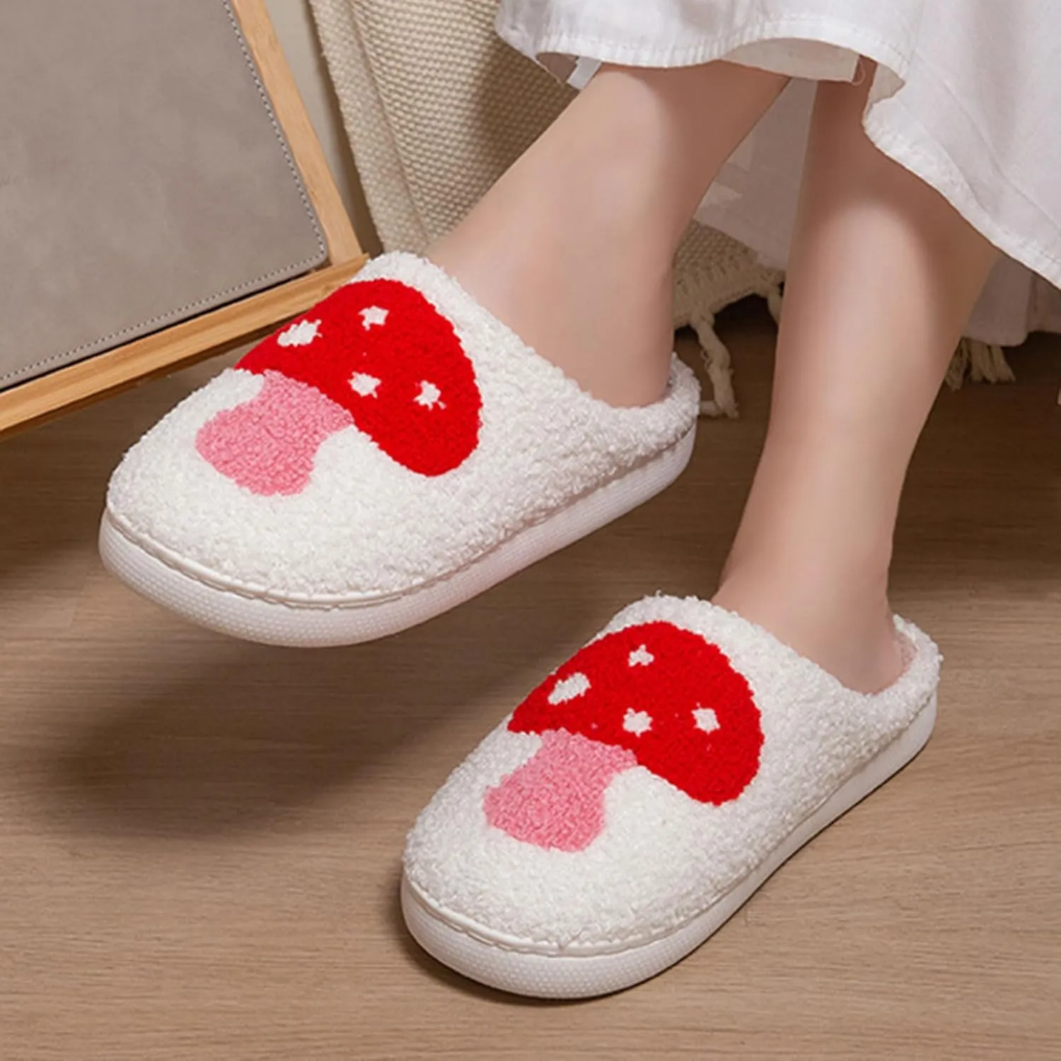 Cartoon Slippers for Womens Mens Cute Cozy Plush Warm Slip-on House Shoes for Indoor and Outdoor Meet Me at Midnight Strawberry Mushroom Evil Eyes Love Heart Slippers