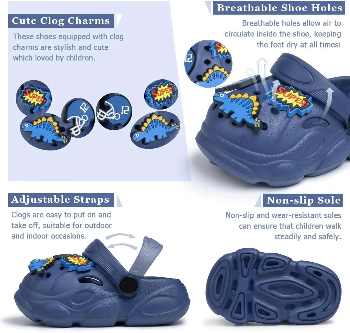 Casazoe Toddler Garden Clogs Boys Girls Cute Water Sandals Kids Slip on Beach Shoes Lightweight Indoor Outdoor Play Shoes Children Comfort Slippers Slides