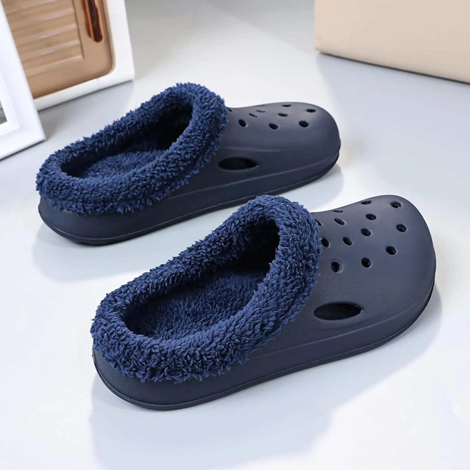 CERYTHRINA Men's Women's Lined Clog Breathable Mesh Lining Indoor Outdoor Walking Garden Clogs Winter Slippers