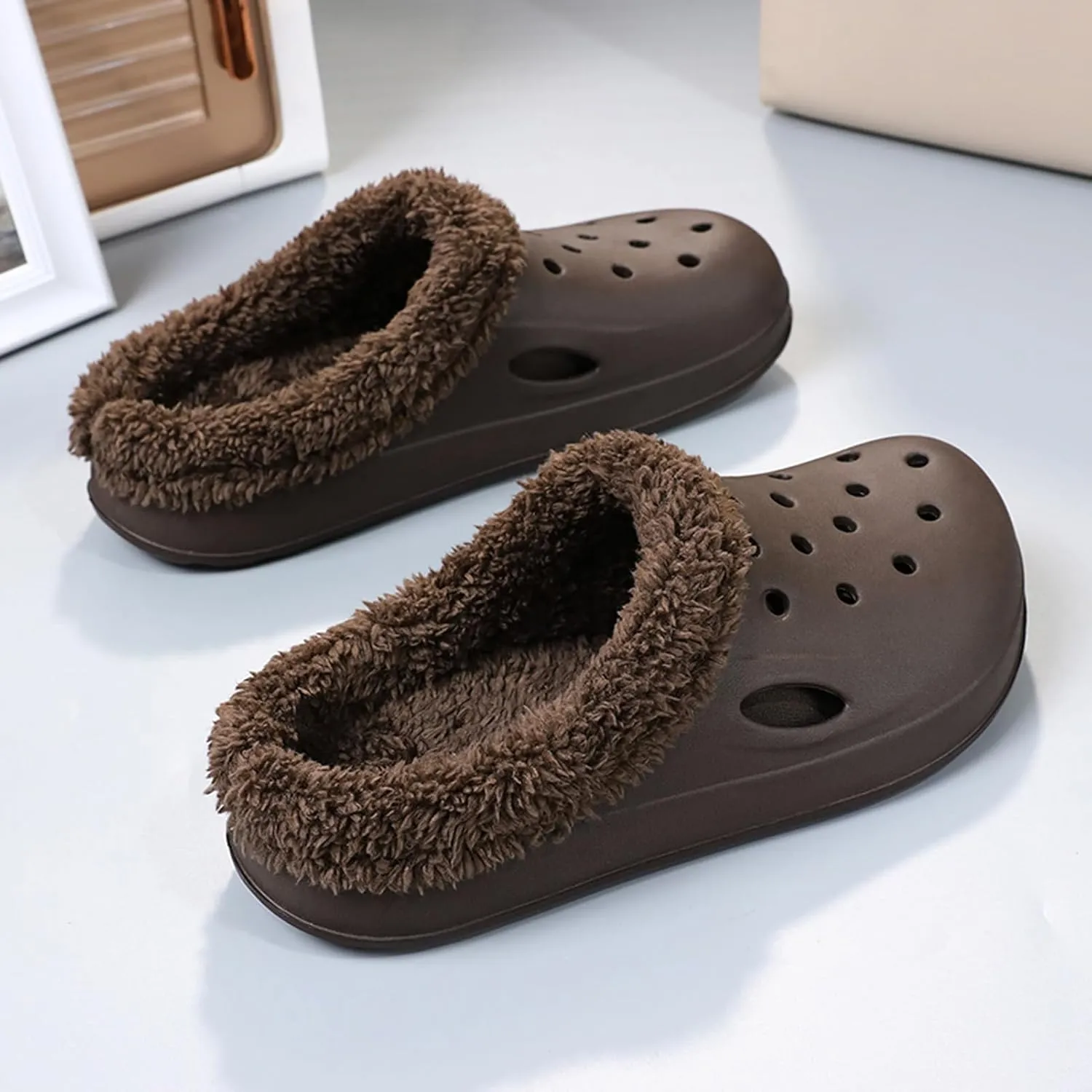 CERYTHRINA Men's Women's Lined Clog Breathable Mesh Lining Indoor Outdoor Walking Garden Clogs Winter Slippers