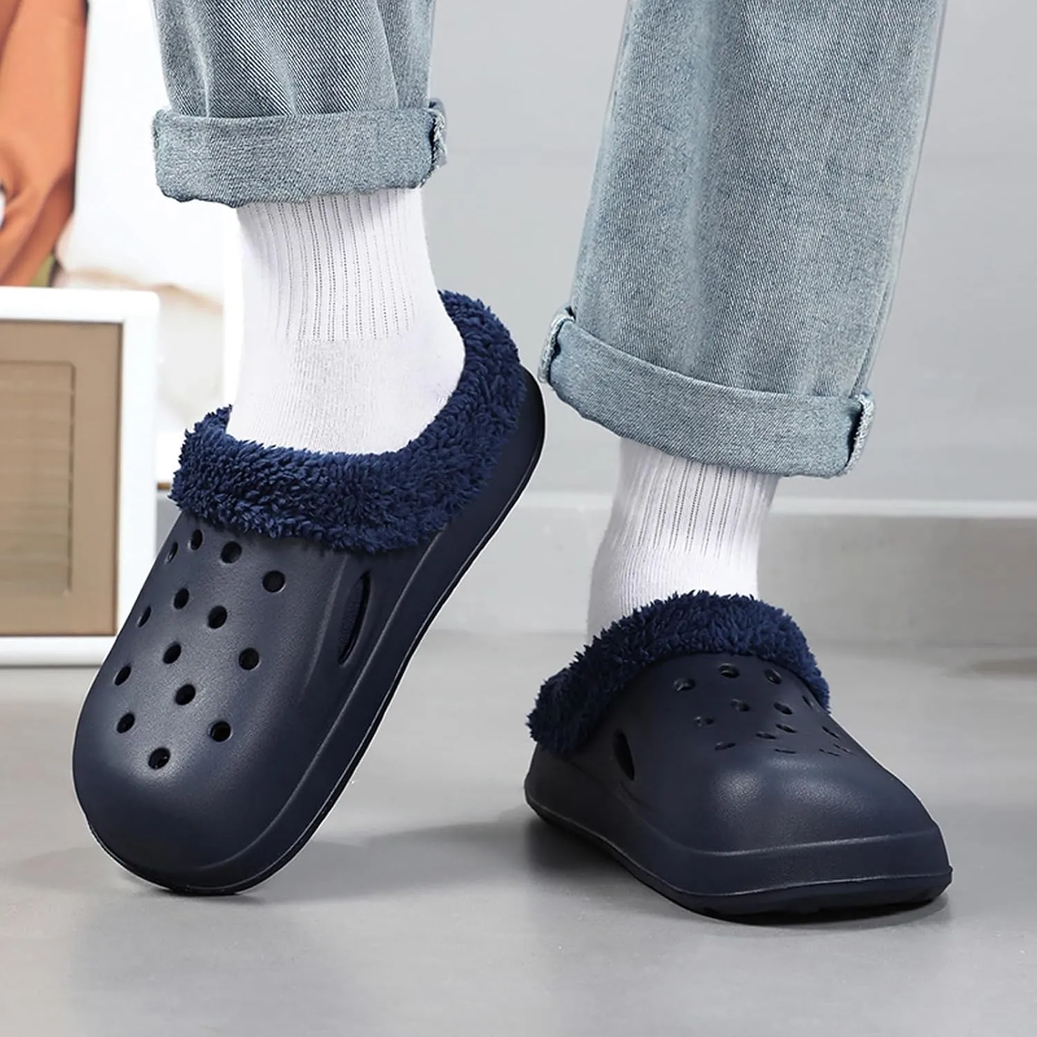 CERYTHRINA Men's Women's Lined Clog Breathable Mesh Lining Indoor Outdoor Walking Garden Clogs Winter Slippers