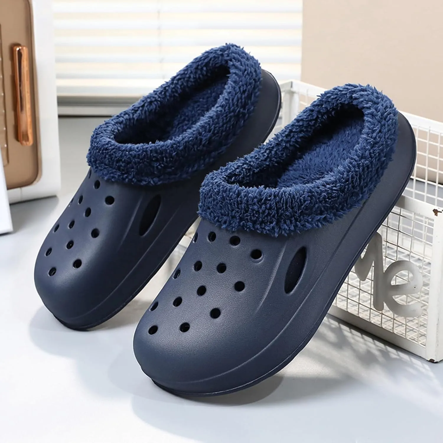 CERYTHRINA Men's Women's Lined Clog Breathable Mesh Lining Indoor Outdoor Walking Garden Clogs Winter Slippers