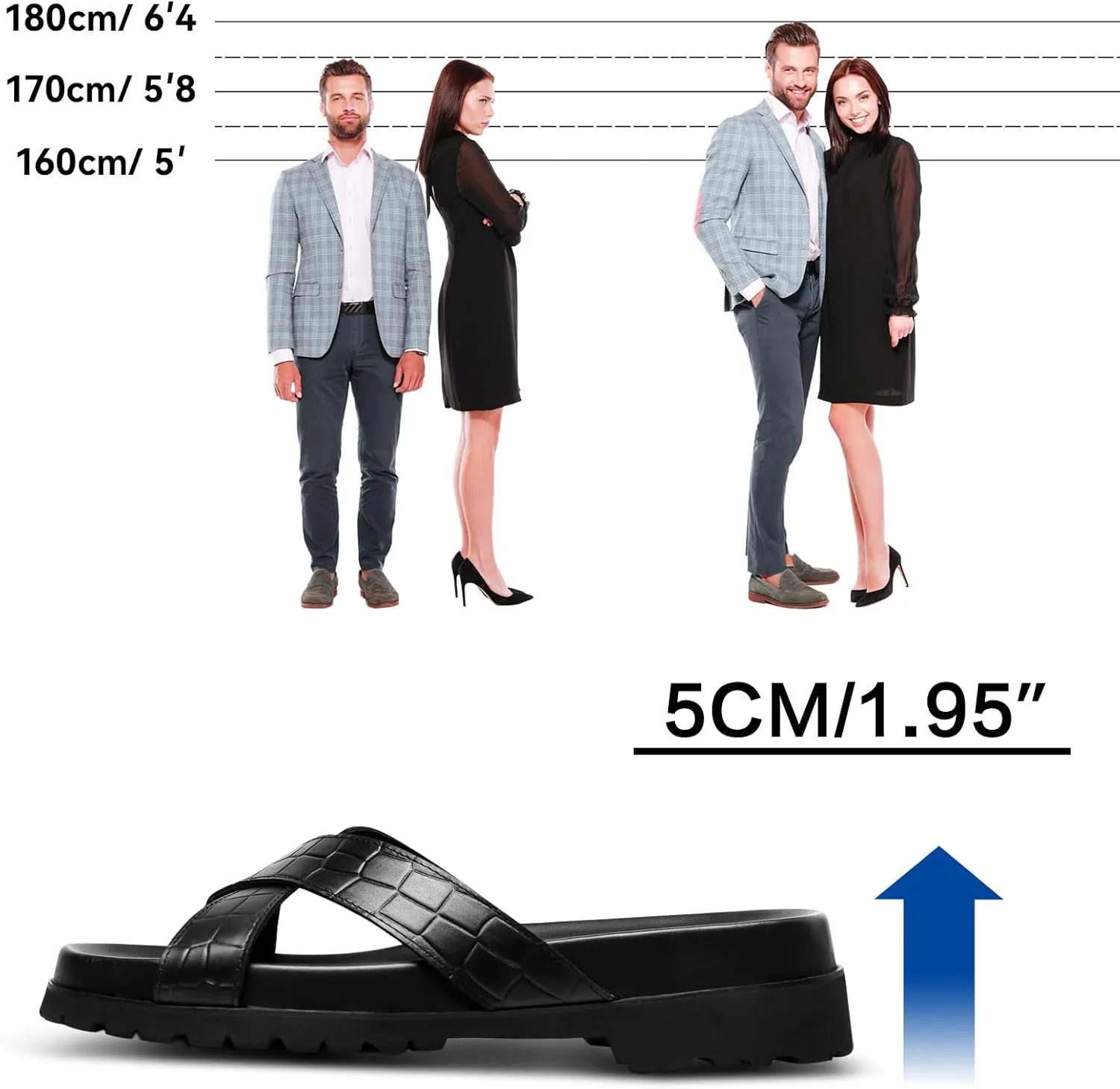 CHAMARIPA Fisherman Sandals Elevator Shoes Mens Leather Height Increasing Casual H81D15D192D