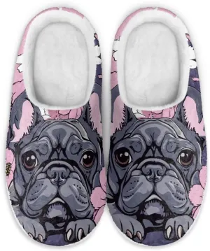 chaqlin Dog House Slipper Fuzzy Sandals Furry Womens Bedroom Flannel Fur Lined Anti Skid Thick Sole Slippers Outdoor