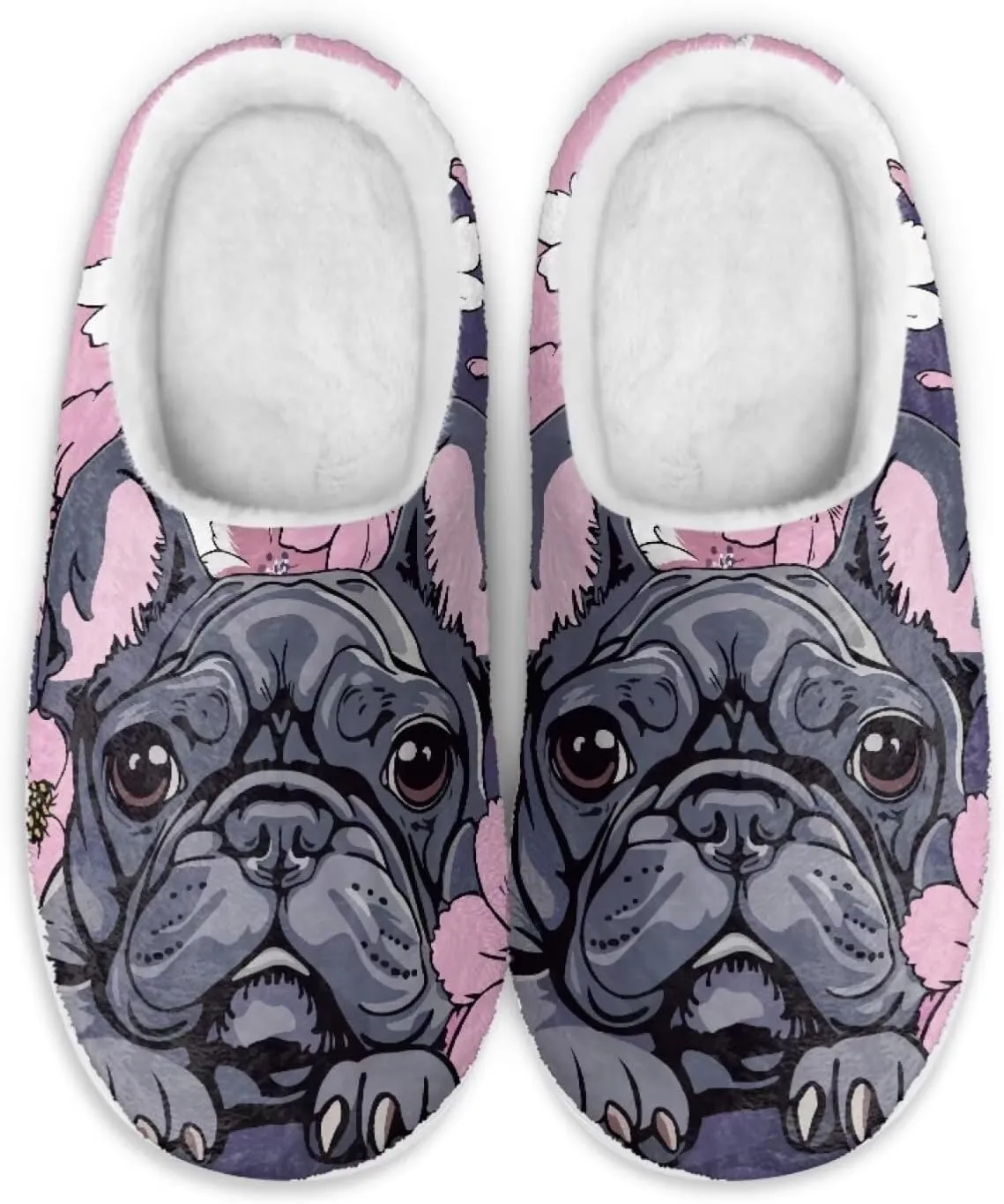 chaqlin Dog House Slipper Fuzzy Sandals Furry Womens Bedroom Flannel Fur Lined Anti Skid Thick Sole Slippers Outdoor