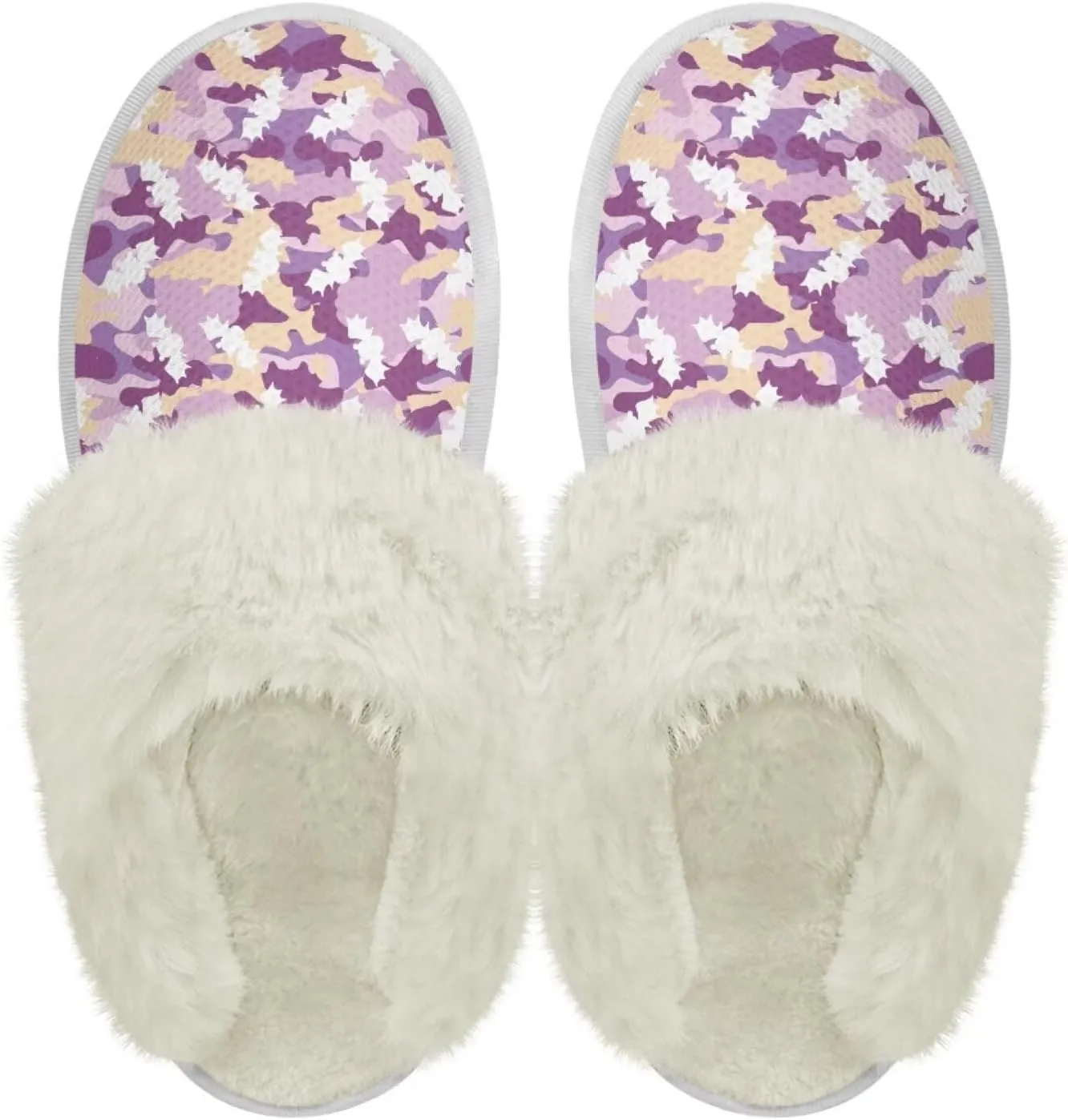 chaqlin Fuzzy Plush Slipper with Fur Edge Unisex's Bedroom House Cozy Soft Memory Foam Slippers Winter Warm Anti Slip Thick Sole Slippers Casual Outdoor Indoor