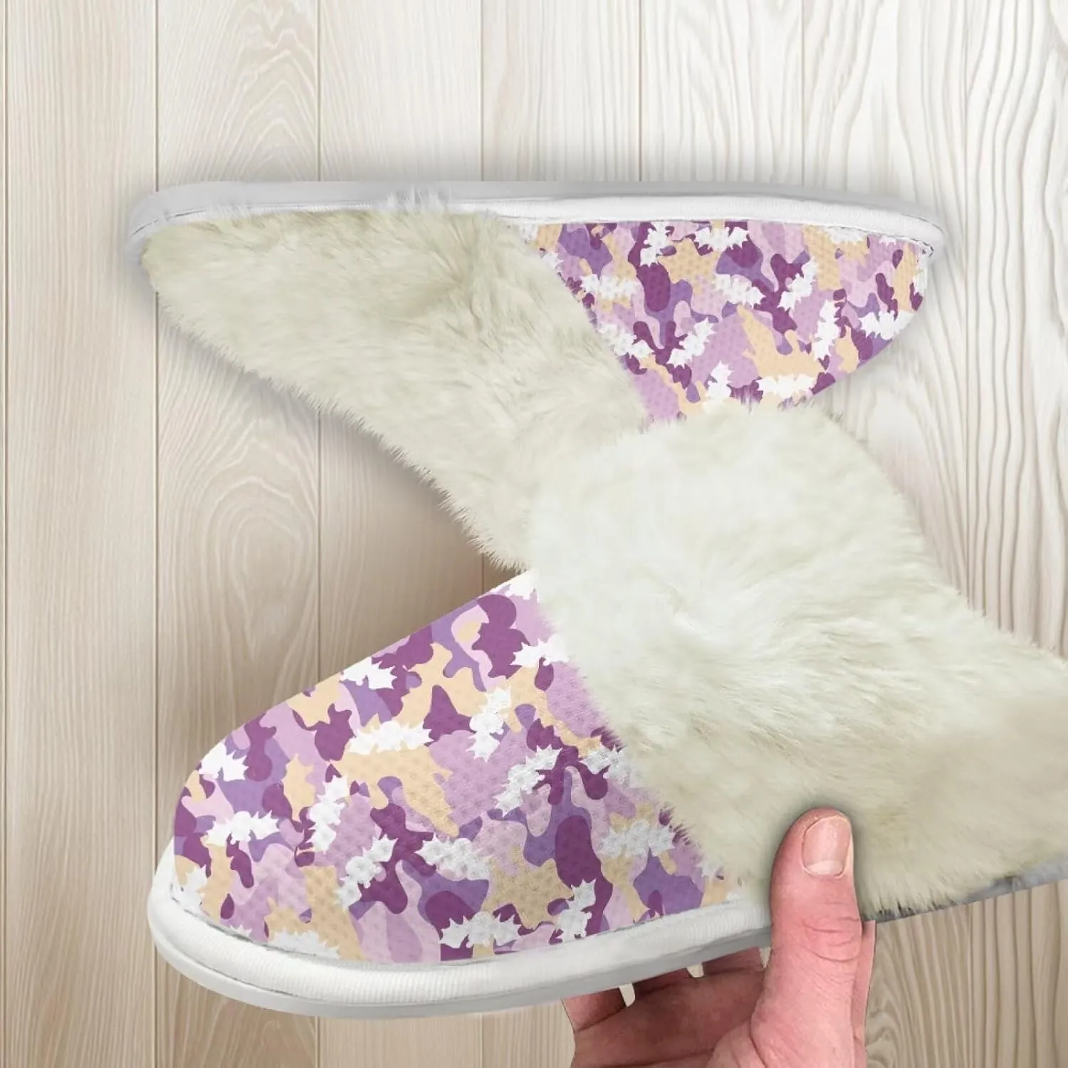 chaqlin Fuzzy Plush Slipper with Fur Edge Unisex's Bedroom House Cozy Soft Memory Foam Slippers Winter Warm Anti Slip Thick Sole Slippers Casual Outdoor Indoor
