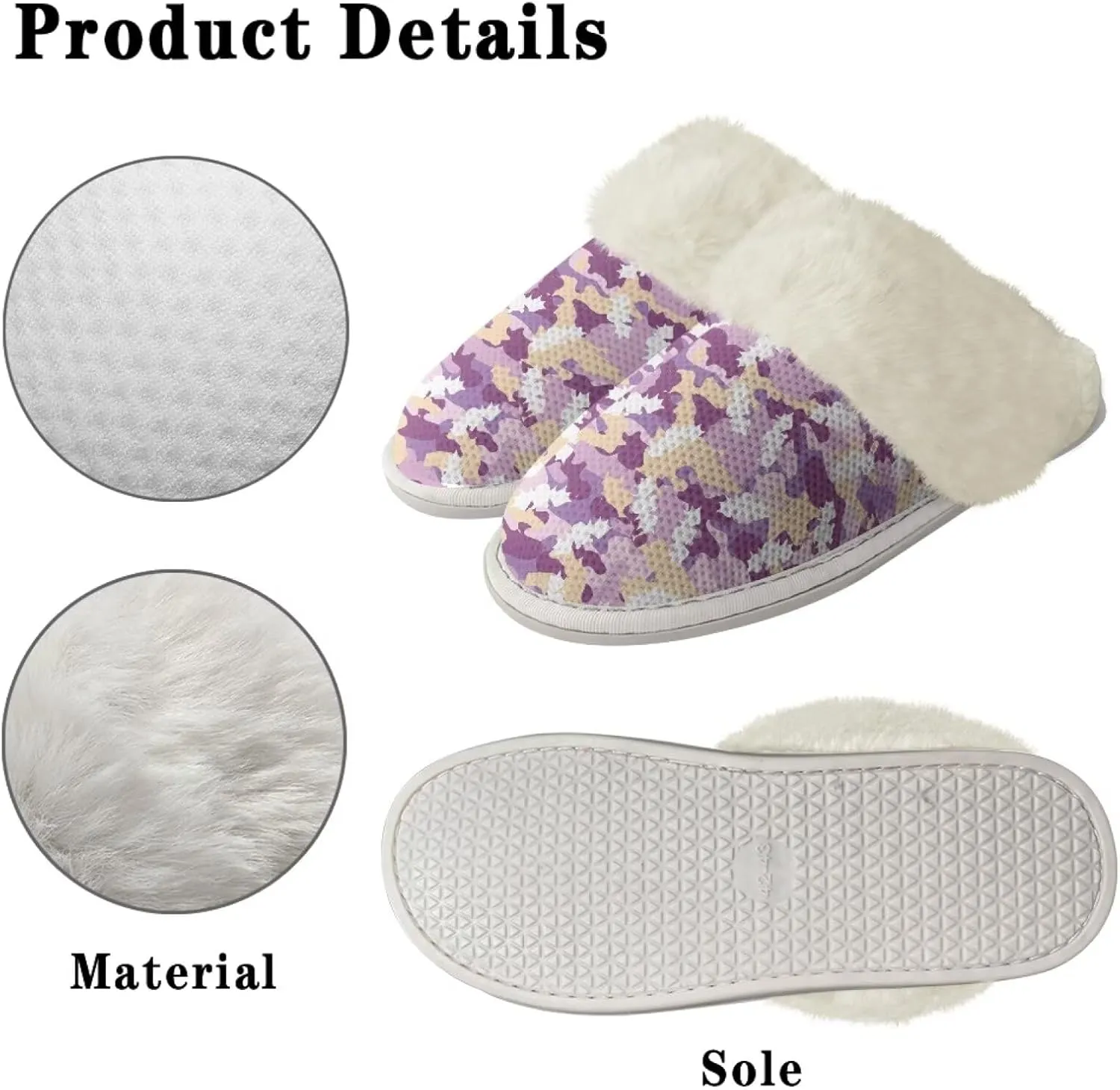 chaqlin Fuzzy Plush Slipper with Fur Edge Unisex's Bedroom House Cozy Soft Memory Foam Slippers Winter Warm Anti Slip Thick Sole Slippers Casual Outdoor Indoor