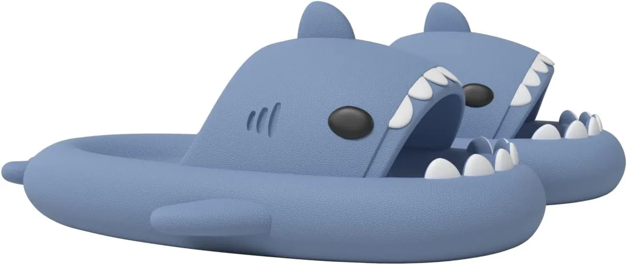 ChayChax Boys Girl Cloud Shark Slides Non-Slip Novelty Open Toe Sandals Extremely Comfy Cushioned Thick Sole Cute Cartoon Shower Slippers Indoor & Outdoor