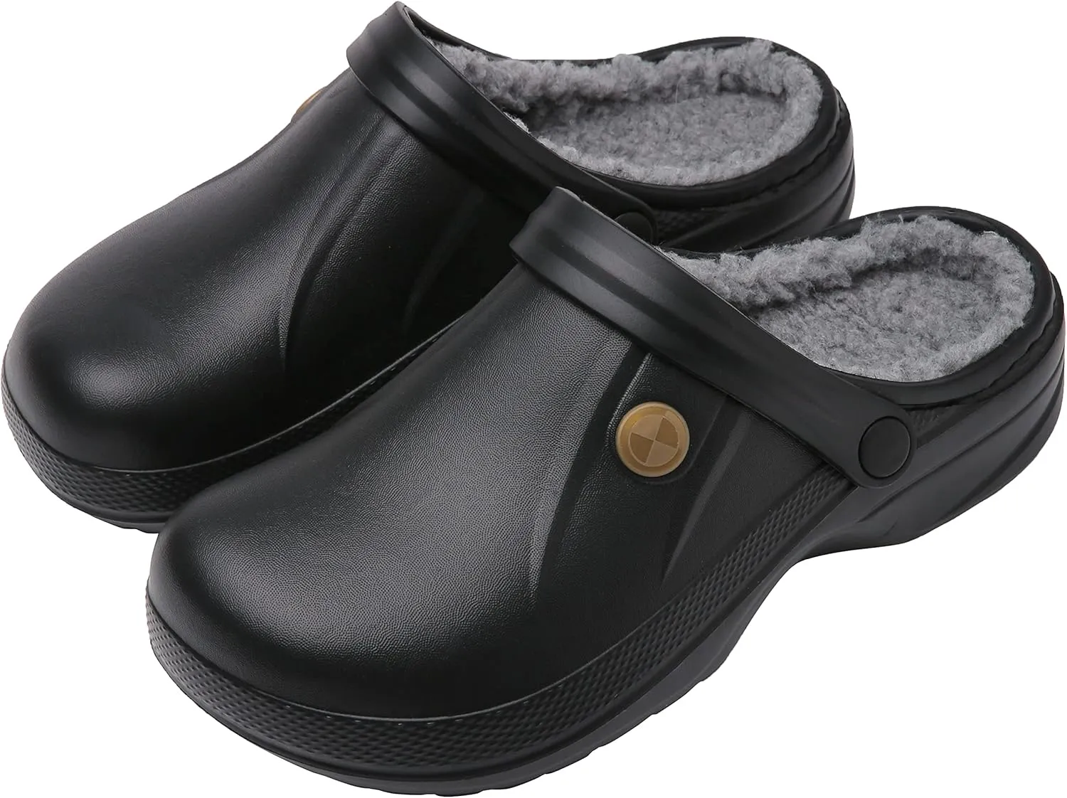 ChayChax Women and Men Fur Lined Clogs Memory Foam Warm Fuzzy Slippers Winter Waterproof Indoor Outdoor Slipper