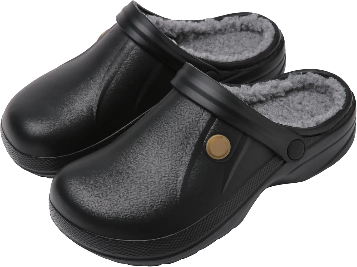 ChayChax Women and Men Fur Lined Clogs Memory Foam Warm Fuzzy Slippers Winter Waterproof Indoor Outdoor Slipper