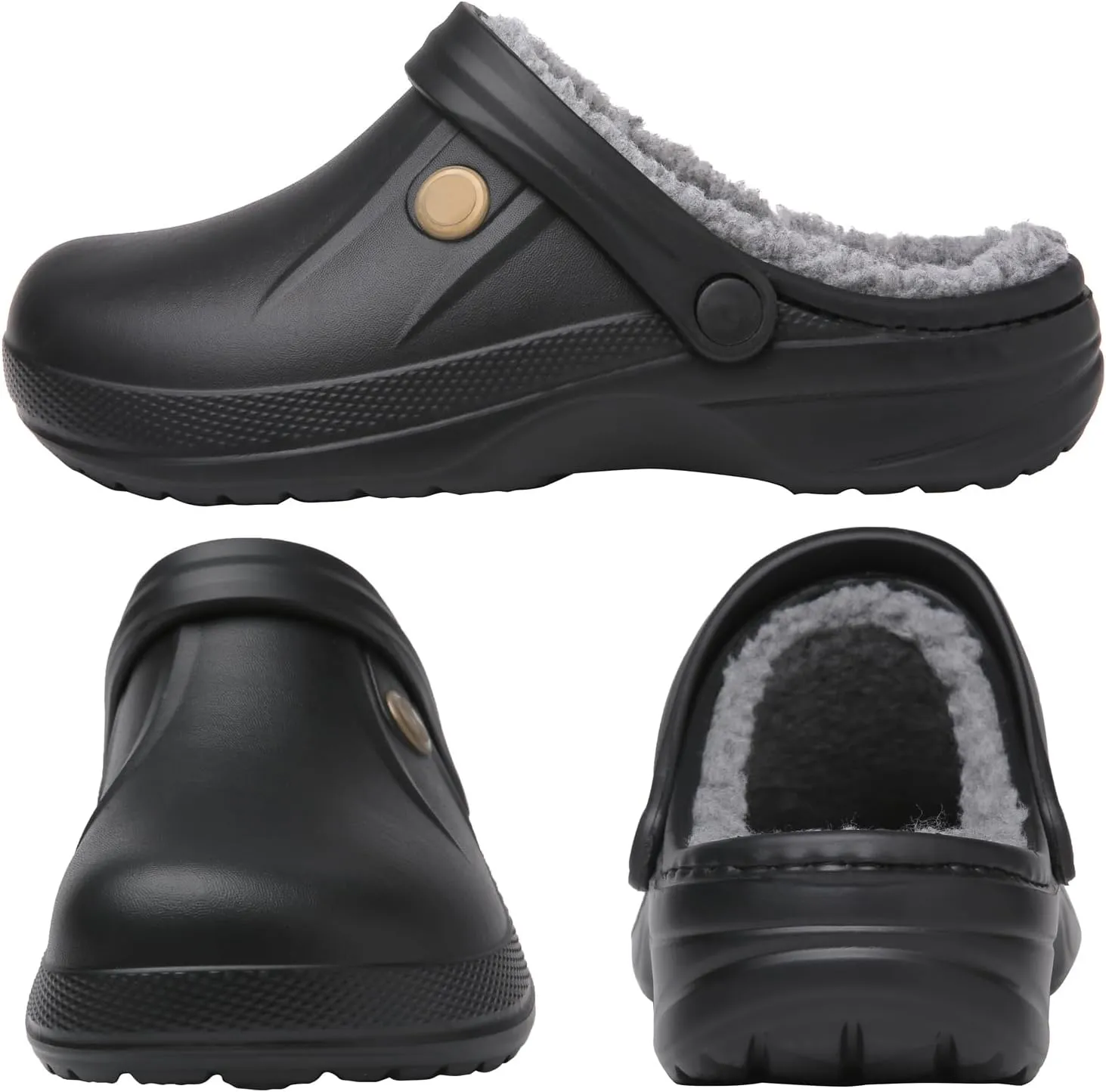 ChayChax Women and Men Fur Lined Clogs Memory Foam Warm Fuzzy Slippers Winter Waterproof Indoor Outdoor Slipper