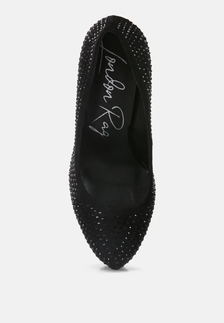 Clarisse Diamante Faux Suede High Heeled Pumps By Ruw