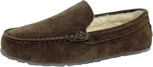 Clarks Mens Suede Moccasin Slippers Warm Cozy Indoor Outdoor Plush Faux Fur Lined Slipper For Men (13 M US, Dark Brown)