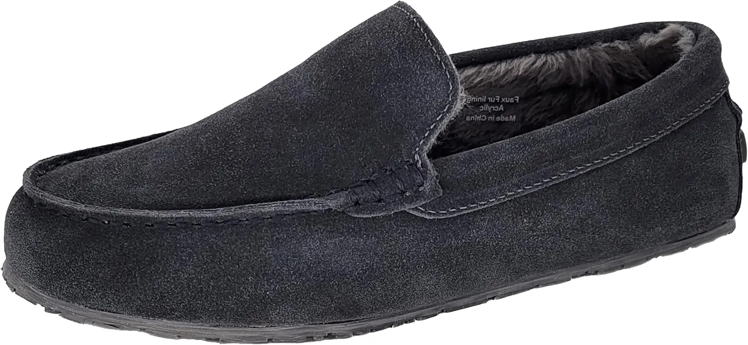 Clarks Mens Suede Moccasin Slippers Warm Cozy Indoor Outdoor Plush Faux Fur Lined Slipper For Men