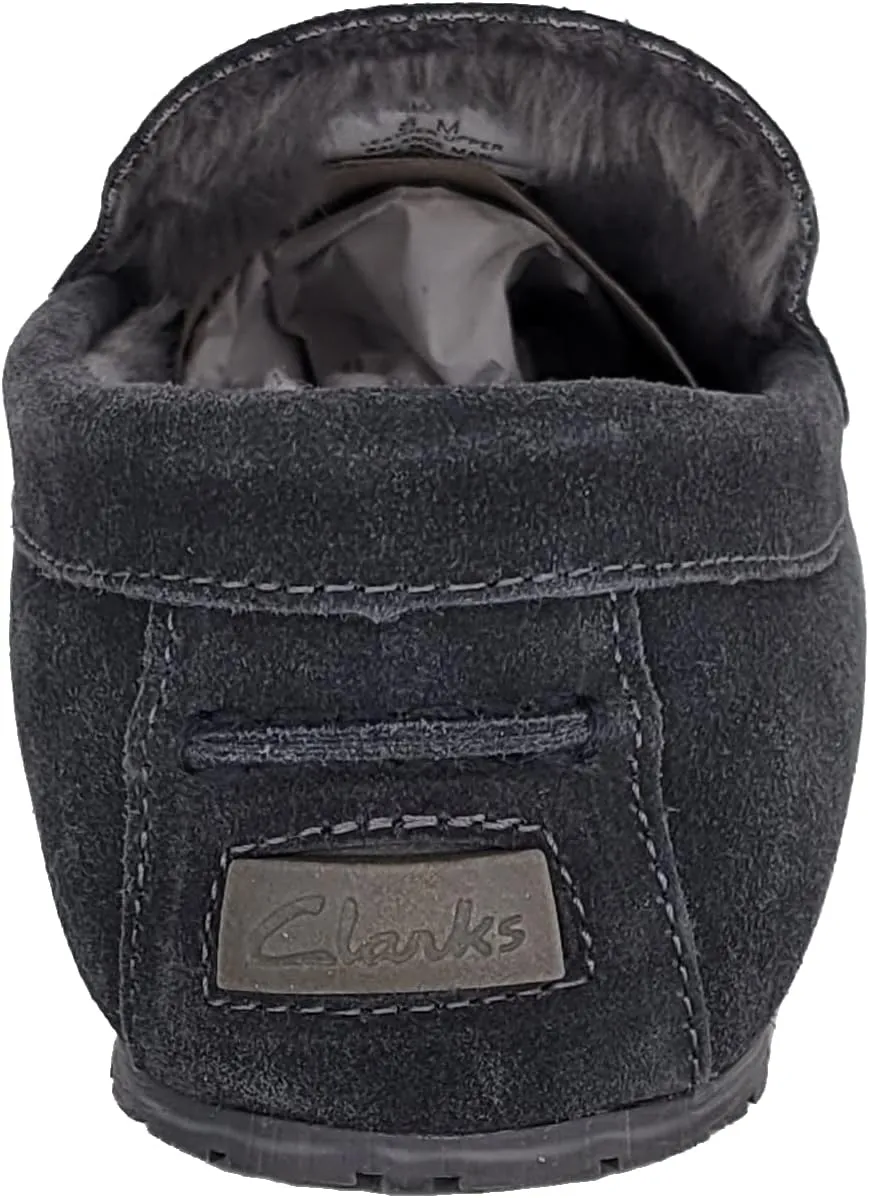Clarks Mens Suede Moccasin Slippers Warm Cozy Indoor Outdoor Plush Faux Fur Lined Slipper For Men