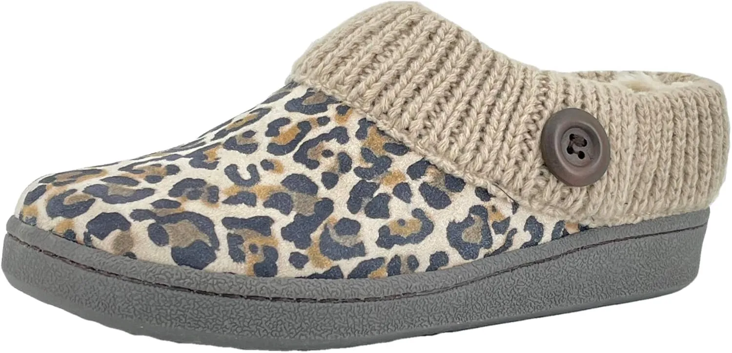 Clarks Women's Knitted Collar Clog (11 M US, Tan/Brown Leopard)