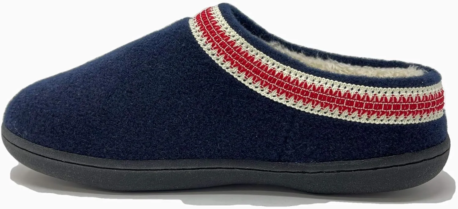 Clarks Womens Wool Felt Clog Slippers JMH1319T - Warm Cozy Plush Faux Fur Lined - Indoor Outdoor House Slipper for Women
