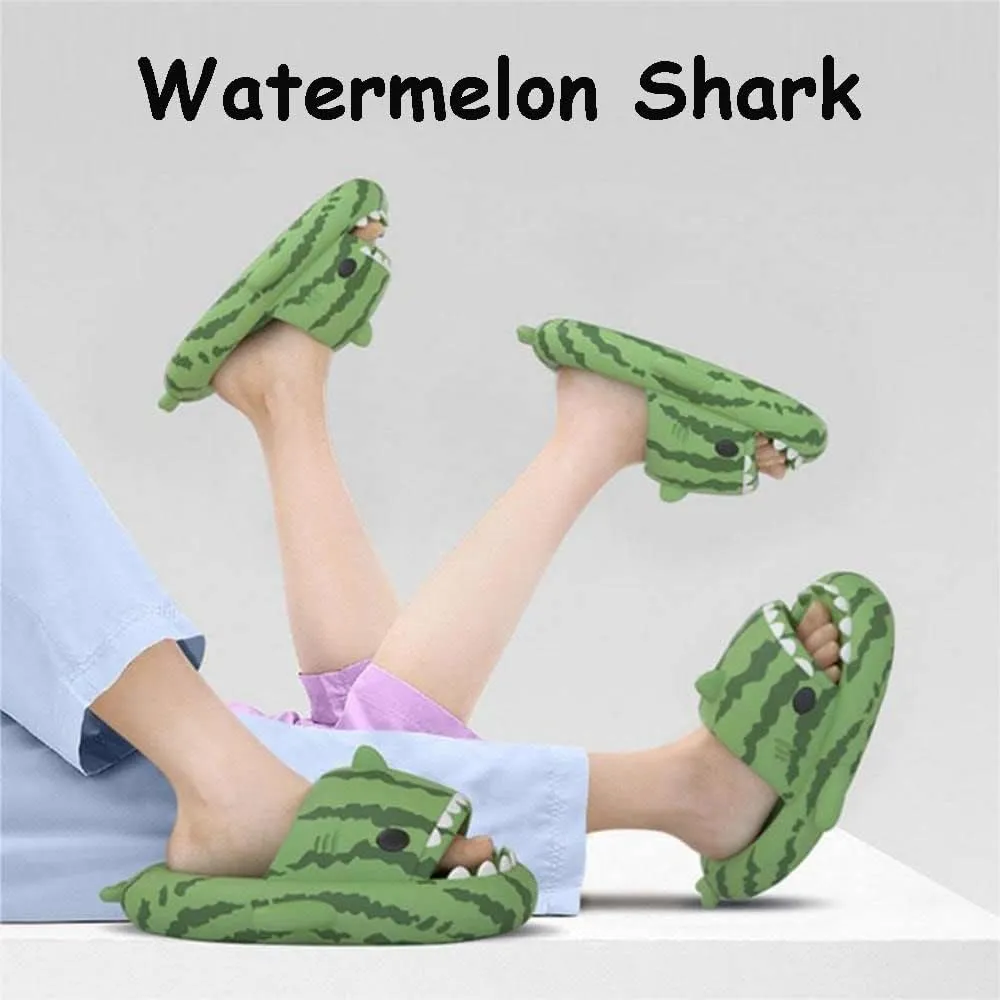 Cloudy Shark Slides, Halloween Christmas Shark Slippers, 3D Cartoon Spooky Shark Slides Glow in the Dark for Men Women