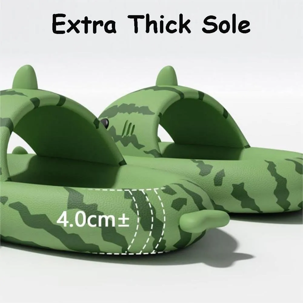 Cloudy Shark Slides, Halloween Christmas Shark Slippers, 3D Cartoon Spooky Shark Slides Glow in the Dark for Men Women