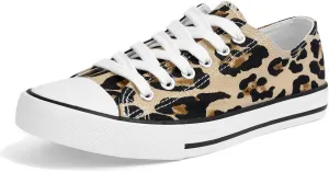 Colgo Women's Canvas Shoes, Lace-Up Low-Top Comfortable Breathable Sneakers for Women, Non-Slip Fashion Flats