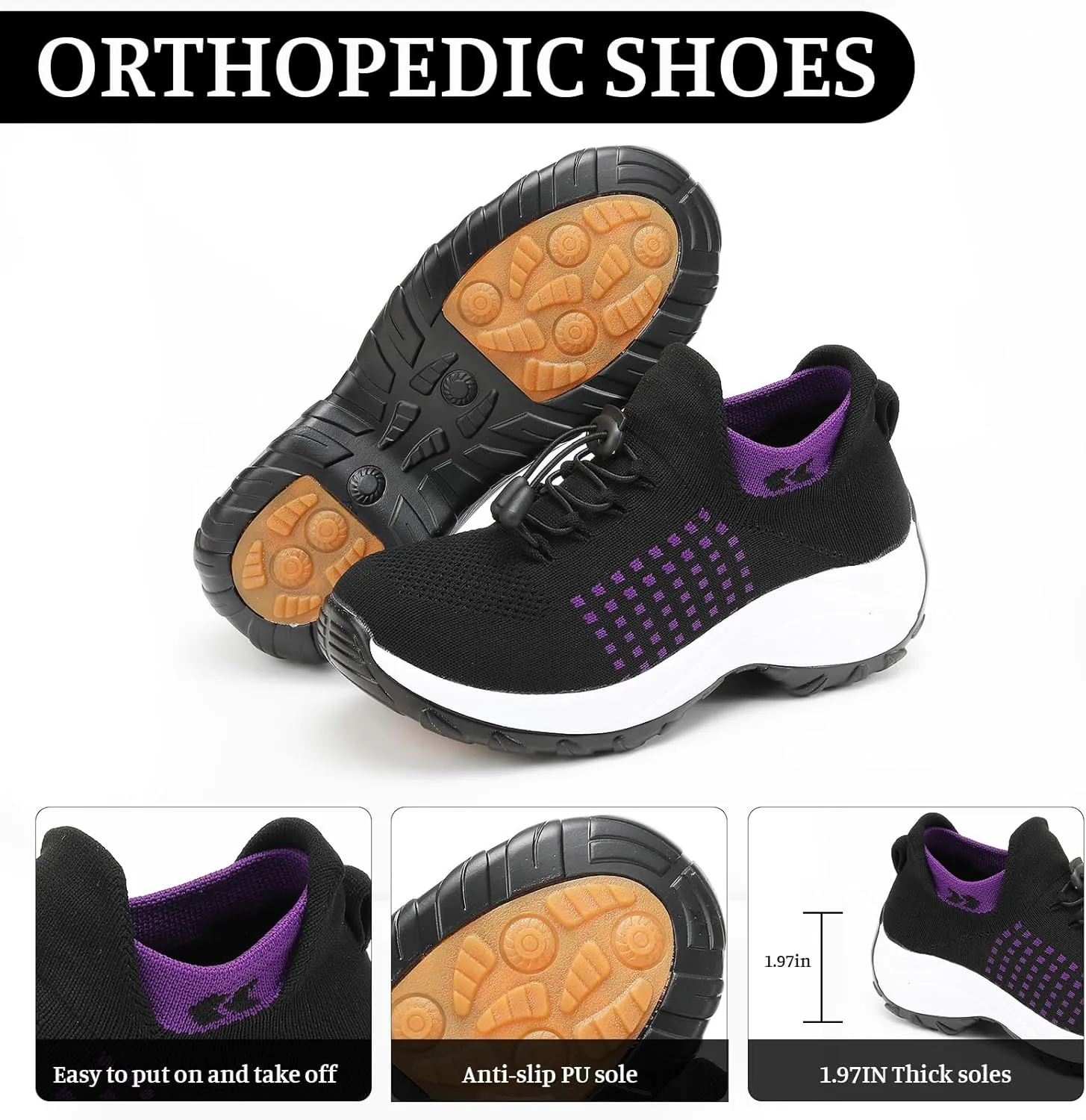 Comfort Wear Orthowear Shoes for Women, Fashion Comfortwear Ortho Shoes for Women Plantar Fasciitis Comfortable Air Cushion Ortho Breathable Stretch Cushion