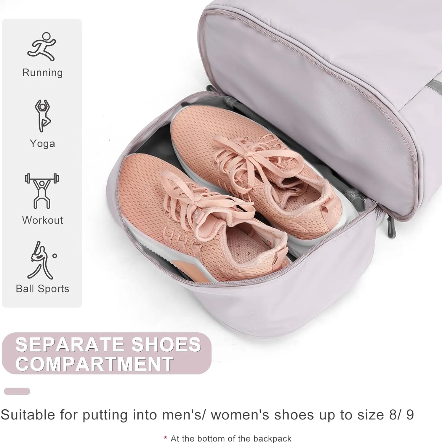 Coofay Small Gym Bag for Women - Waterproof, Lightweight Travel Backpack with Shoe Compartment