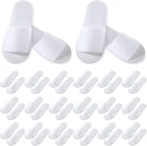 Coume 48 Pairs Disposable Slippers for Guests Bulk Soft Disposable Hotel Spa Slippers Open Toe White Non-Slip for Women Men Home Indoor Hotel Travel Wedding Party
