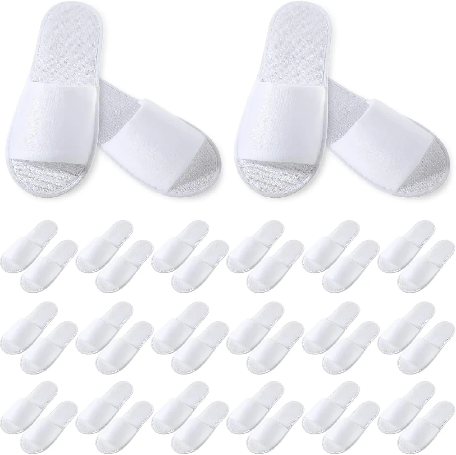 Coume 48 Pairs Disposable Slippers for Guests Bulk Soft Disposable Hotel Spa Slippers Open Toe White Non-Slip for Women Men Home Indoor Hotel Travel Wedding Party