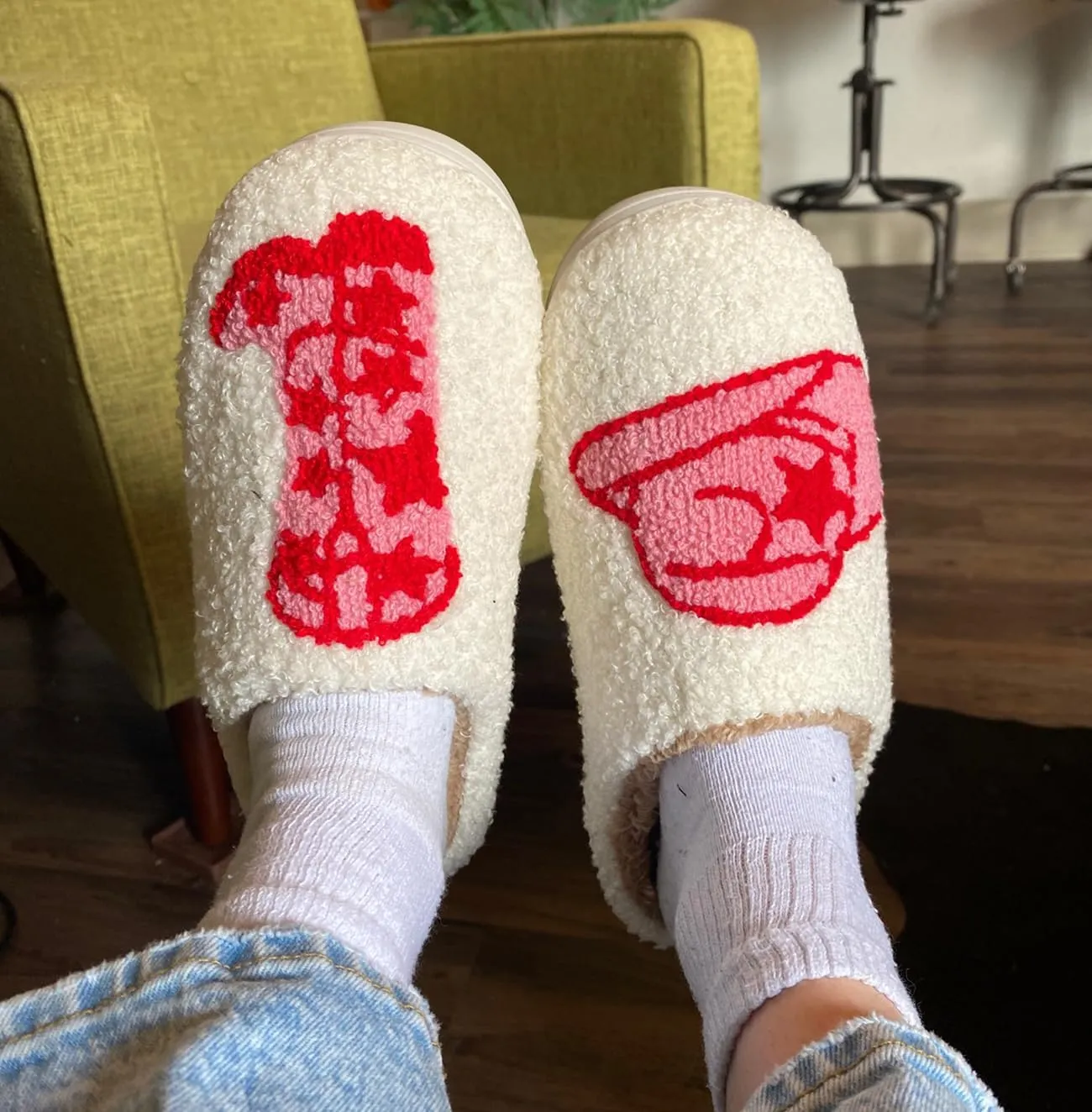 Cowboy Cowgirl Hat Slippers For Women Men Smile Face Slipper Plush Comfy Retro Preppy Slippers Warm Fuzzy House Shoes